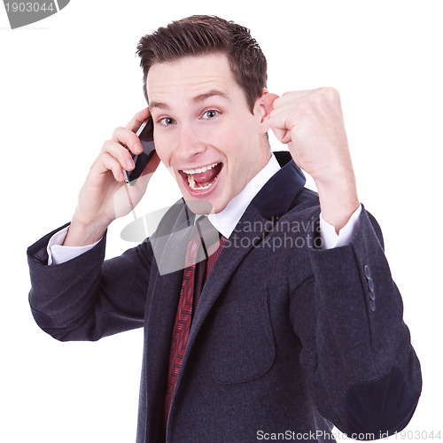 Image of winner on the phone