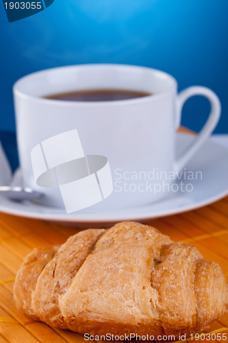 Image of breakfast with croissant and coffee