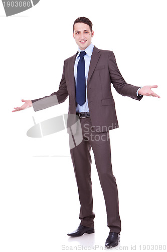 Image of businessman welcoming you