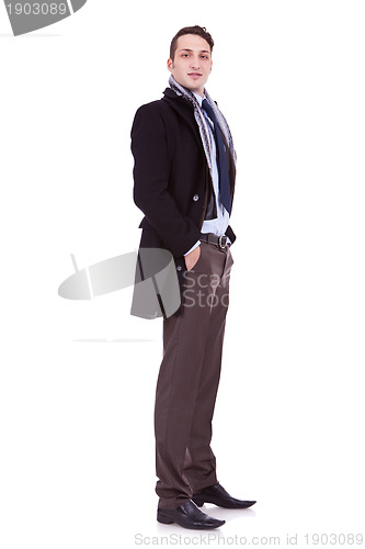 Image of young business man with winter coat