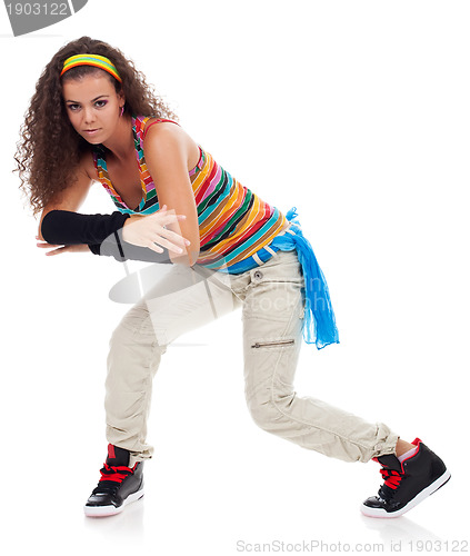 Image of pretty modern slim hip-hop style dancer