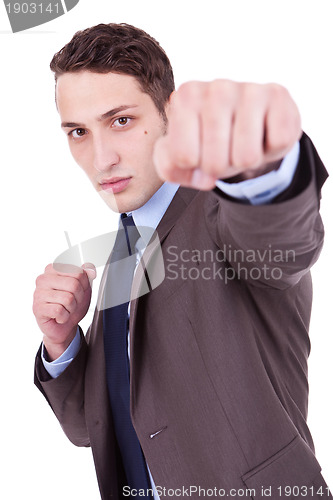 Image of Young executive in fight pose