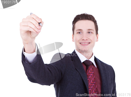 Image of business man writing with marker 