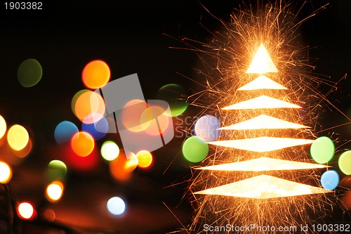 Image of christmas tree from xmas lights