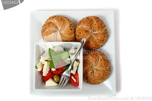Image of vegetable salad (tomato, basil, olive)