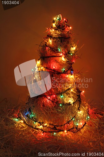 Image of christmas tree form the color xmas lights