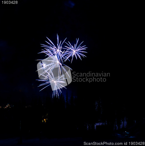 Image of Fireworks at a ski resort in British Columbia