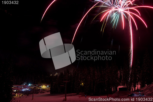 Image of Fireworks at a ski resort in British Columbia