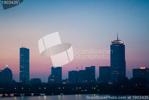 Image of Boston back bay skyline seen at dawn