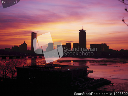 Image of Boston back bay skyline seen at dawn