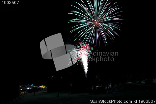 Image of Fireworks at a ski resort in British Columbia