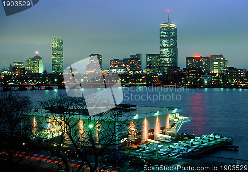 Image of Boston skyline and MIT boathouse