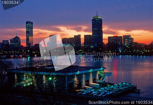 Image of Boston skyline and MIT boathouse