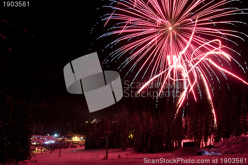 Image of Fireworks at a ski resort in British Columbia