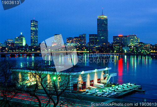 Image of Boston skyline and MIT boathouse