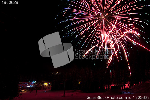 Image of Fireworks at a ski resort in British Columbia