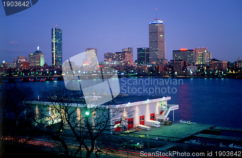 Image of Boston skyline and MIT boathouse