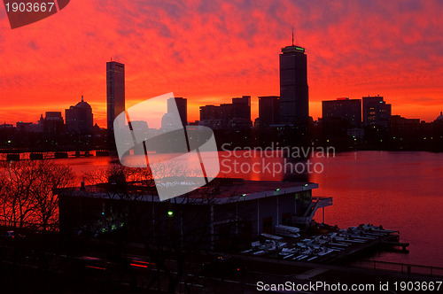 Image of Boston skyline and MIT boathouse