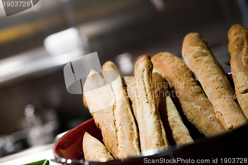 Image of Baguettes in a restaurant kitchen