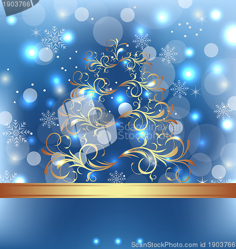 Image of Celebration card with abstract Christmas floral tree
