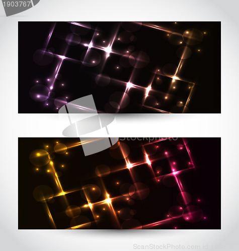 Image of Set abstract cards with glow effects