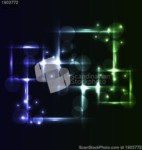 Image of Abstract background, set square bubbles with light effects