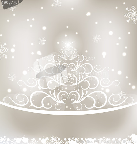 Image of Celebration glowing card with Christmas floral pine