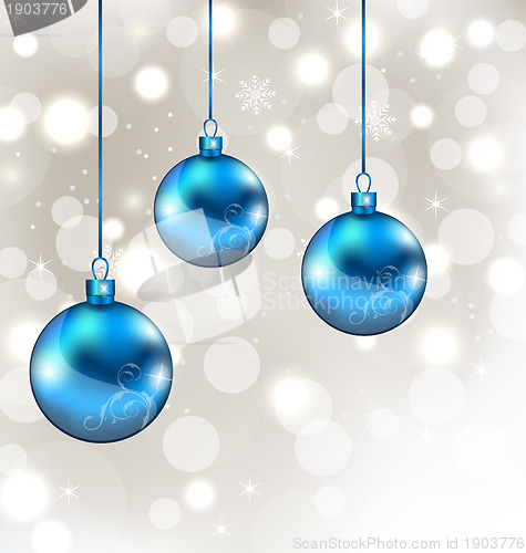 Image of Background with snowflakes and Christmas balls