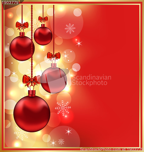 Image of Holiday glowing background with Christmas balls