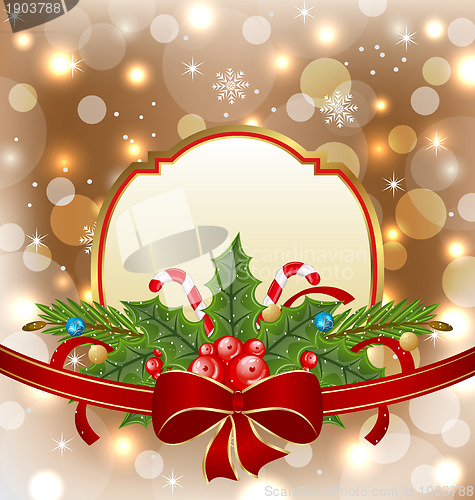 Image of Christmas elegant card with holiday decoration