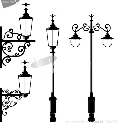Image of Set of vintage various streetlamp
