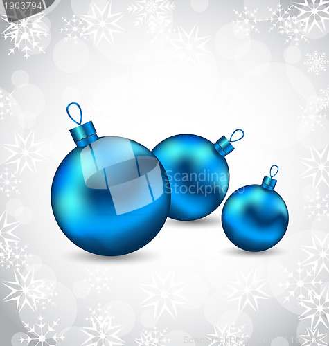 Image of Background with snowflakes and Christmas balls