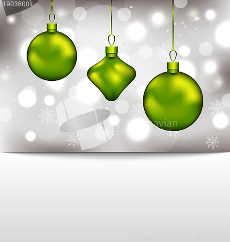 Image of Holiday glowing invitation with Christmas balls