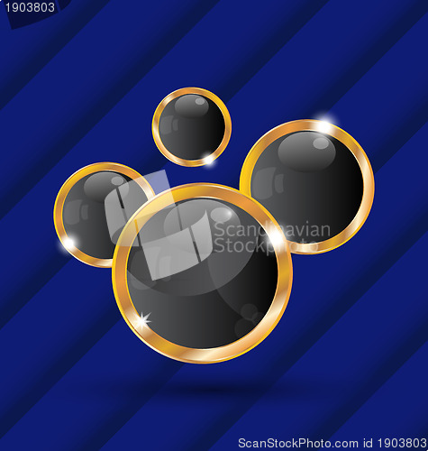 Image of Golden speech bubbles isolated on blue background