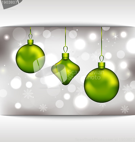 Image of Holiday glowing invitation with Christmas balls