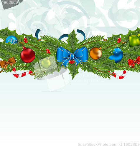 Image of Christmas background with holiday decoration