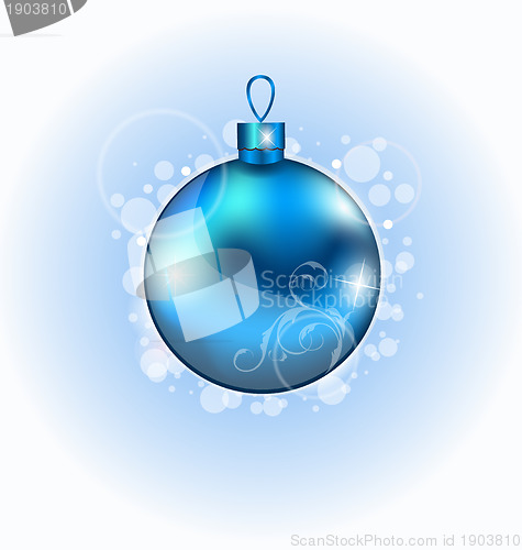 Image of Christmas blue ball with sparkle