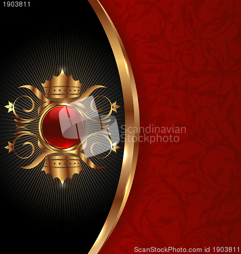 Image of Gold invitation frame with heraldic crown