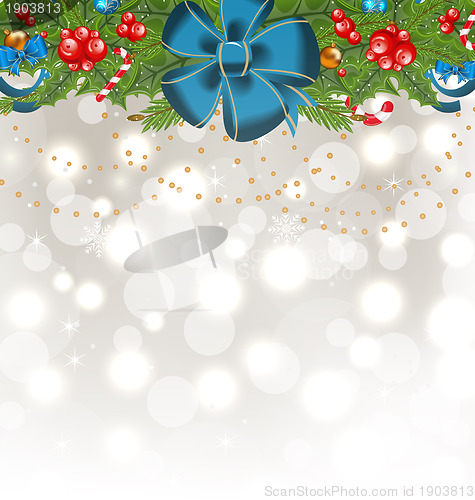 Image of Christmas glowing background with holiday decoration