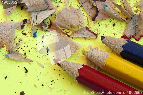 Image of Color pencils and pencil peels