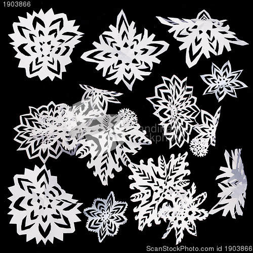 Image of Set of isolated snowflakes