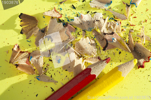 Image of Color pencils and pencil peels