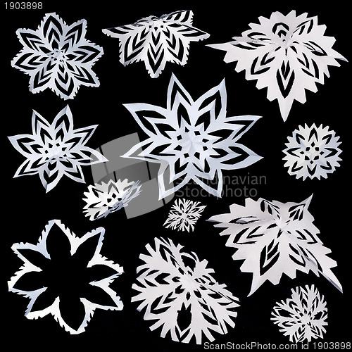 Image of Set of isolated snowflakes