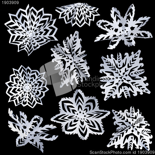 Image of Set of isolated snowflakes
