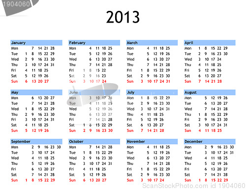 Image of Year 2013 calendar