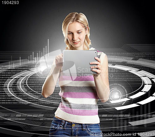 Image of Woman With Touch Pad