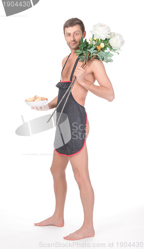 Image of Naked man with Valentines gift