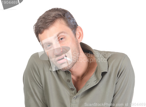 Image of Handsome man smoking