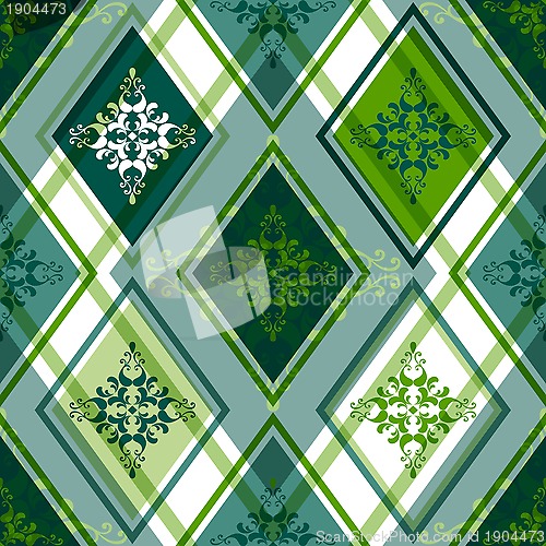Image of Seamless green rhombic pattern