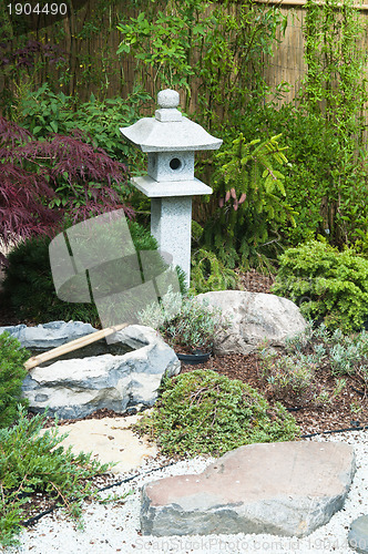 Image of corner of the garden in Japanese style 
